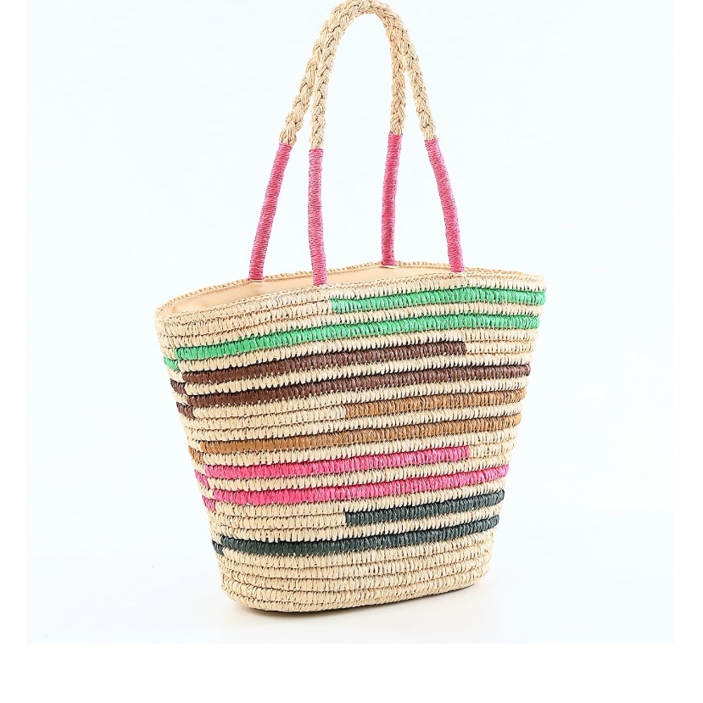Time & Tru Women Woven Beach Tote Bag - Picture 5 of 8